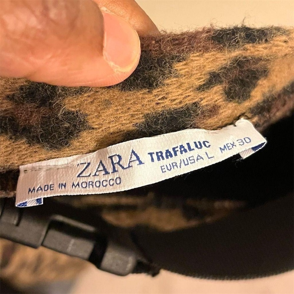Zara‎ Trafaluc Women's Leopard Print Pullover Sweater Size L Mobwife Tie Detail - Picture 3 of 6